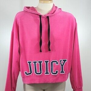 JUICY COUTURE Velour Cropped Spellout Hoodie size S